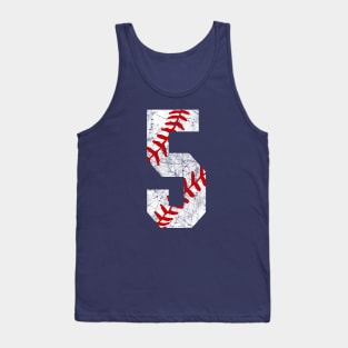 Vintage #5 Baseball Laces Baseball Mom Jersey Love Baseball 5th Birthday T-shirt Tank Top